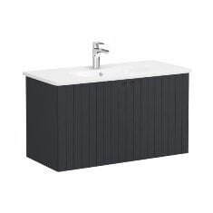 Vitra Root Groove 69314 Lavabo Dolabı, Kapaklı, 100 Cm, Mat Grafit, Yuvarlak Lavabolu